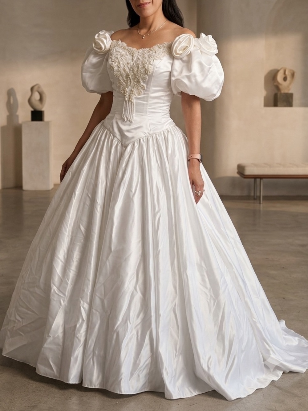 Mike Benet Vintage Wedding  Dress Off-Shoulder